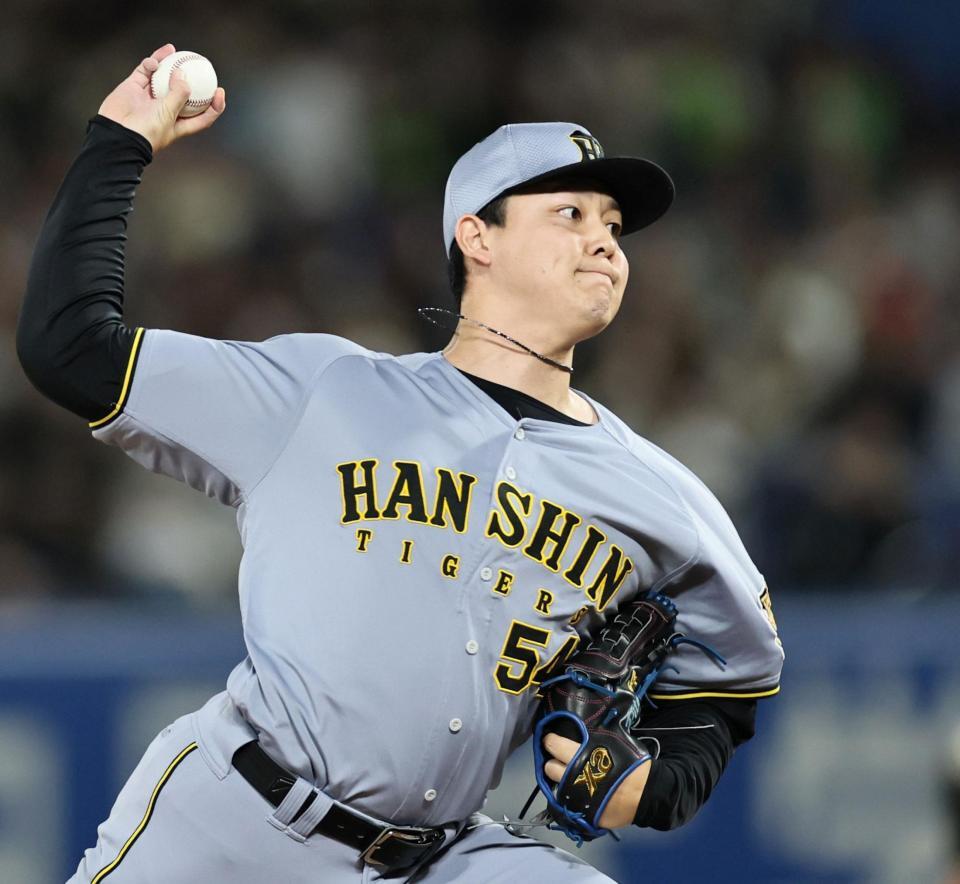 ５回、ヤクルト打線を無失点に抑える木下（撮影・田中太一）