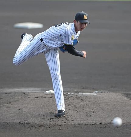 １回、力投する先発投手の今朝丸（撮影・中田匡峻）