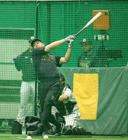 打撃練習をする森下（撮影・西田忠信）