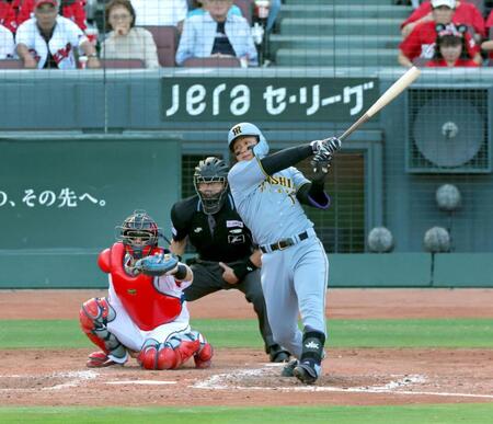 阪神・森下翔太＝マツダスタジアム（撮影・立川洋一郎）