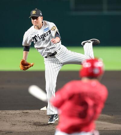 広島打線を相手に力投する大竹（撮影・立川洋一郎）
