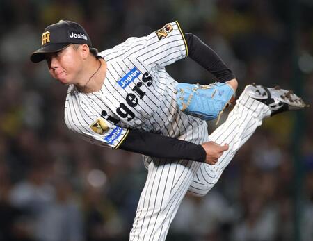 阪神先発の村上（撮影・坂部計介）