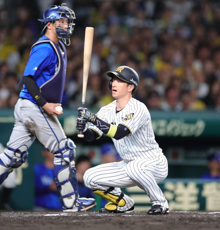 ７回、近本は空振り三振に倒れる（撮影・坂部計介）