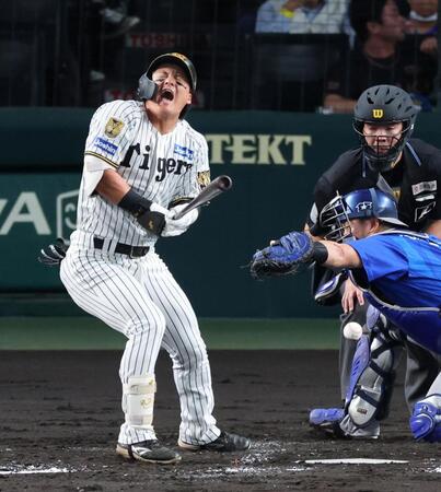 ２回、死球を受ける前川（撮影・山口登）