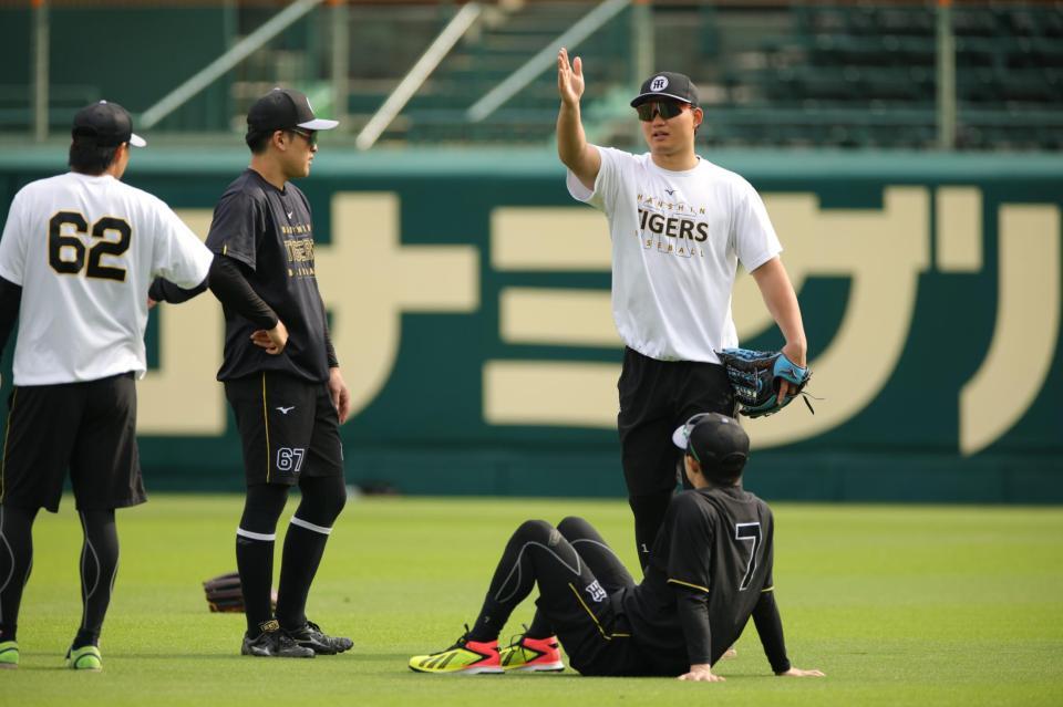 試合前の練習に合流した森下