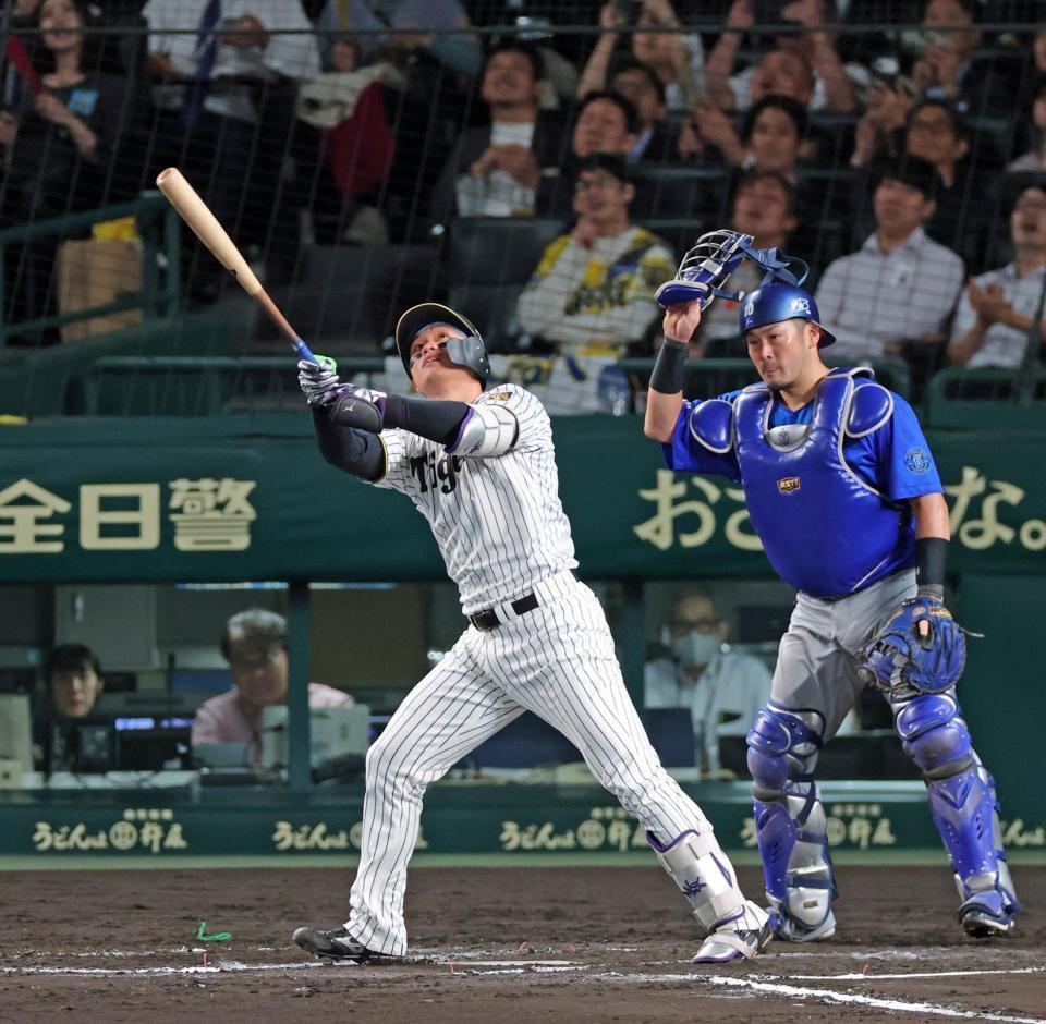 ７回、中飛に倒れる代打・森下（撮影・立川洋一郎）