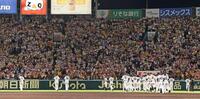 ＣＳ敗退が決まり、ライトスタンドのファンにあいさつへ向かう阪神ナイン（撮影・立川洋一郎）