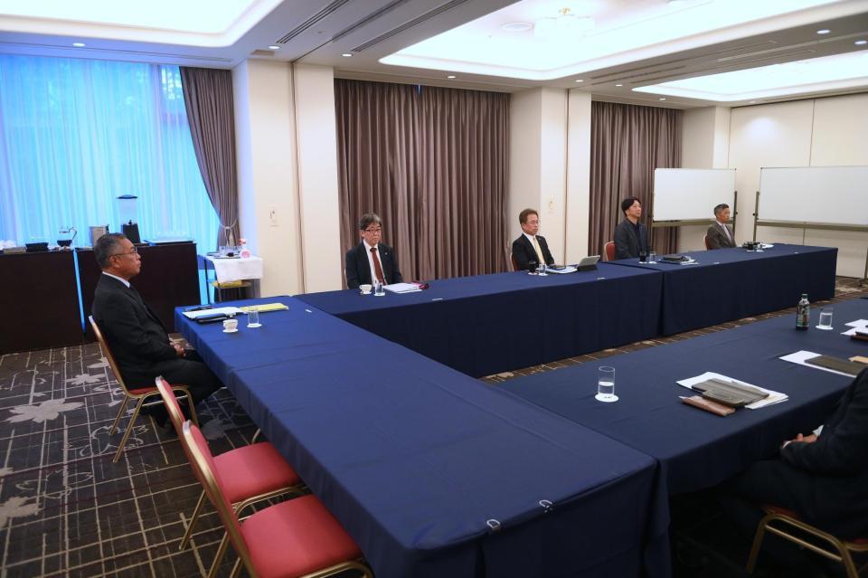 阪神のドラフト前日スカウト会議（撮影・堀内翔）