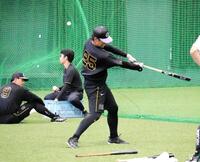 連続ティーを行う阪神・谷端