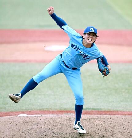 　先発した日体大・馬場（撮影・堀内翔）