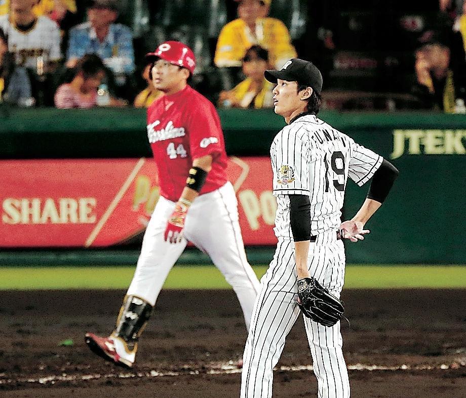 ４回、松山に２ランを浴びた藤浪（撮影・棚橋慶太）