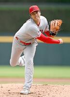 　大谷翔平が主役となった「伝説のダブルヘッダー」23年7月27日タイガースとのダブルヘッダー第１試合でメジャー初完封のエンゼルス・大谷（共同）