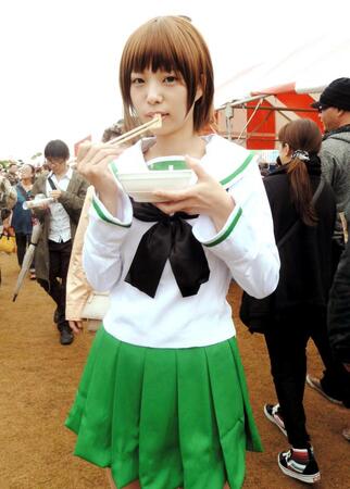 　ガルパンのコスプレで「あんこう祭」に訪れたぐみさん