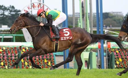 　ニュージーランドＴを制したエエヤンの馬上で喜ぶＭ・デムーロ騎手