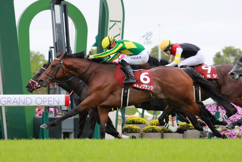 　接戦を制したサトノグランツ（手前）＝撮影・石湯恒介