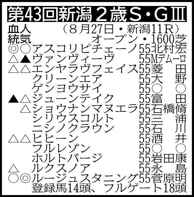 【新潟２歳Ｓ展望】ルージュスタニングが混戦断つ