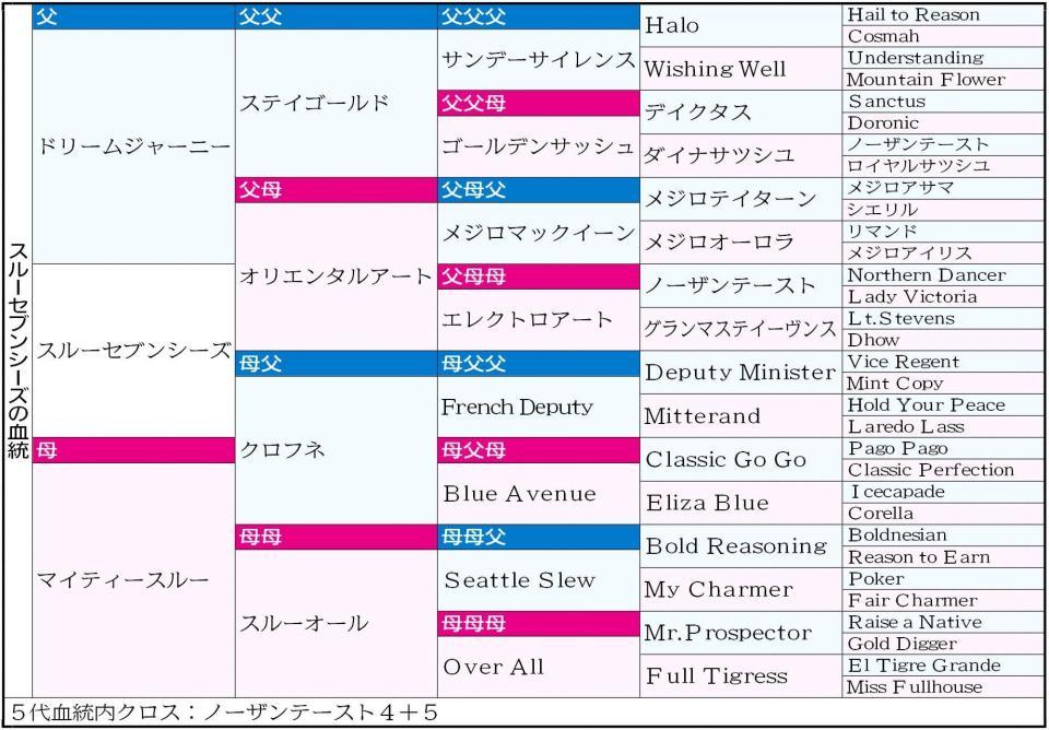 　スルーセブンシーズ５代血統表