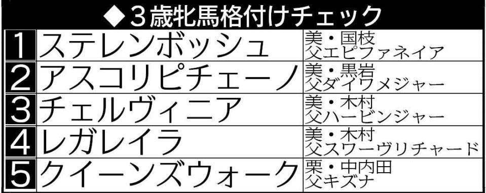 　３歳牝馬格付けチェック