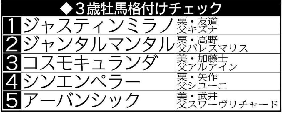 　３歳牡馬格付けチェック