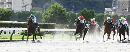 　堂々の横綱相撲でプロキオンＳを制したヤマニンウルス（左）　