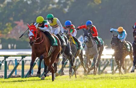 　直線半ばで抜け出すラヴェル（左）＝撮影・石湯恒介