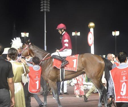 　３着に敗れ、引き揚げるフォーエバーヤング