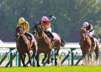 　岩田康誠のステッキに応え、末脚を伸ばすロングラン（中央）＝撮影・石湯恒介