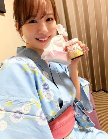 　浴衣姿で伊勢旅行を満喫する皆藤愛子