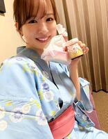 　浴衣姿で伊勢旅行を満喫する皆藤愛子