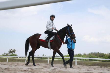 　２歳馬クールマイユールの調教に騎乗した武豊