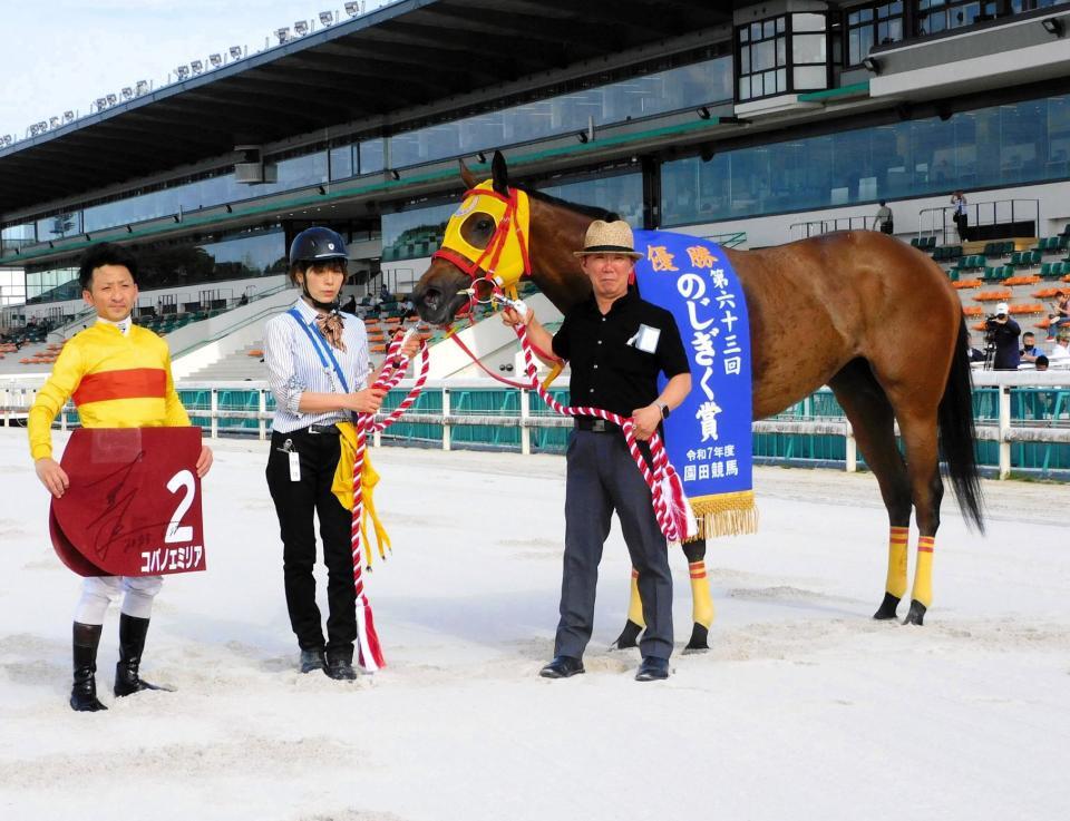 　のじぎく賞を制覇したコパノエミリアと関係者（撮影・中山伸治）