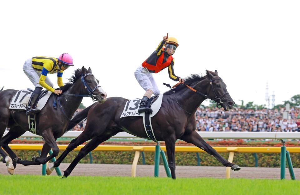 　横綱相撲で押し切ったクロワデュノール（撮影・石湯恒介）