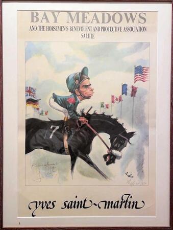 　田島良保厩舎の調教師部屋に飾られていたイヴ・サンマルタンの絵