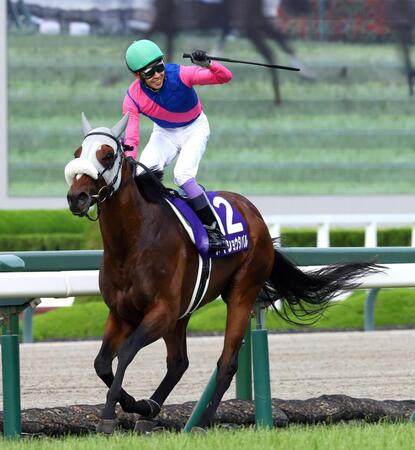 　メイショウタバルで宝塚記念を制しガッツポーズを見せる武豊（撮影・山口登）