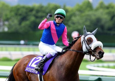 　メイショウタバルで宝塚記念を制しガッツポーズを見せる武豊（撮影・山口登）