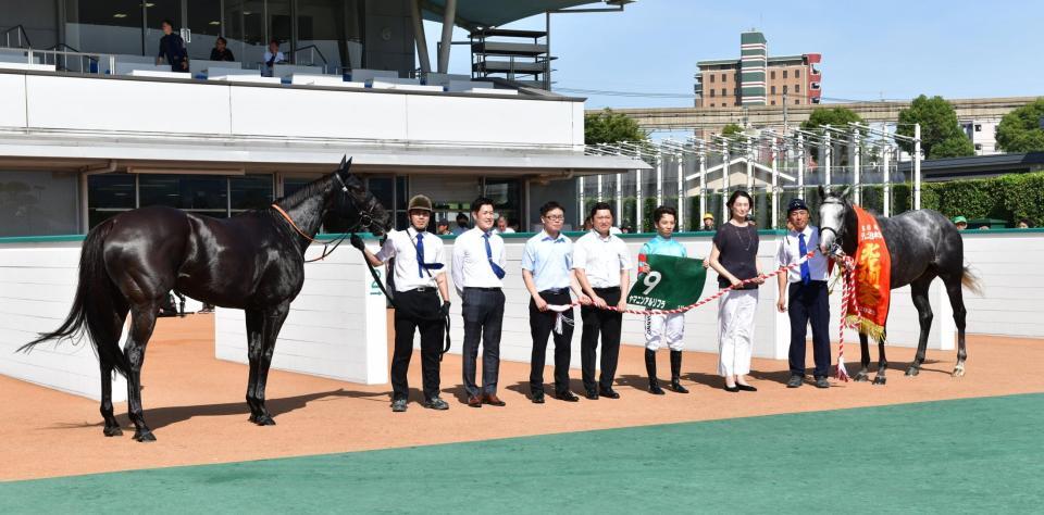 　北九州記念を制したヤマニンアルリフラ（右）左は４着だった半姉のヤマニンアンフィル