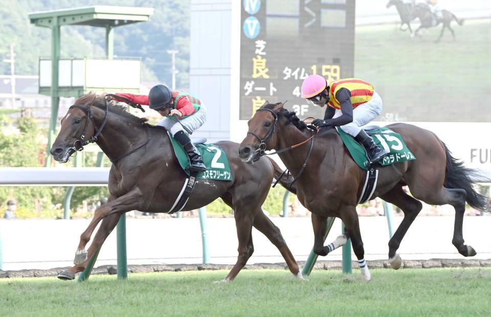 　逃げて粘り切ったコスモフリーゲン（左）＝撮影・園田高夫