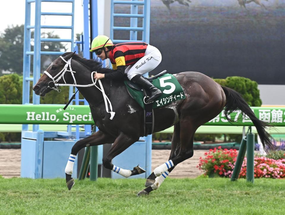 　函館２歳Ｓを制したエイシンディードとキング（撮影・園田高夫）
