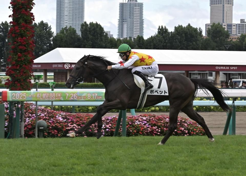 　５Ｒメイクデビュー札幌を勝ったポペット＝札幌競馬場（撮影・持木克友）