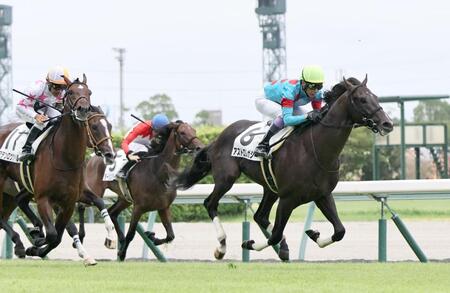 　メイクデビュー中京を制したアストロレガシー（右）