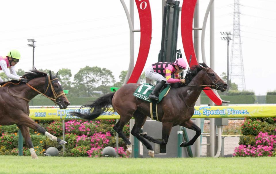 　華麗に逃げ切ったインビンシブルパパ（右）