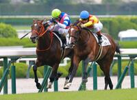 　新馬戦を快勝したブルースカイブルー（左）＝撮影・石湯恒介