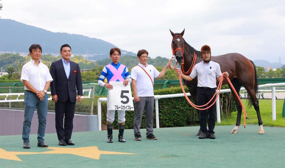 　新馬戦を快勝したブルースカイブルー（撮影・石湯恒介）