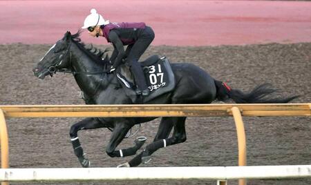 　躍動感あふれる走りで栗東ＣＷを駆け抜けたエリキング（撮影・中田匡峻）