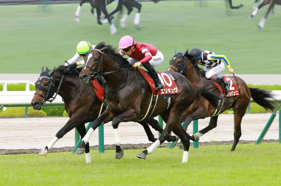 　外から差し切り、神戸新聞杯を制したエリキング（中央）＝撮影・石湯恒介