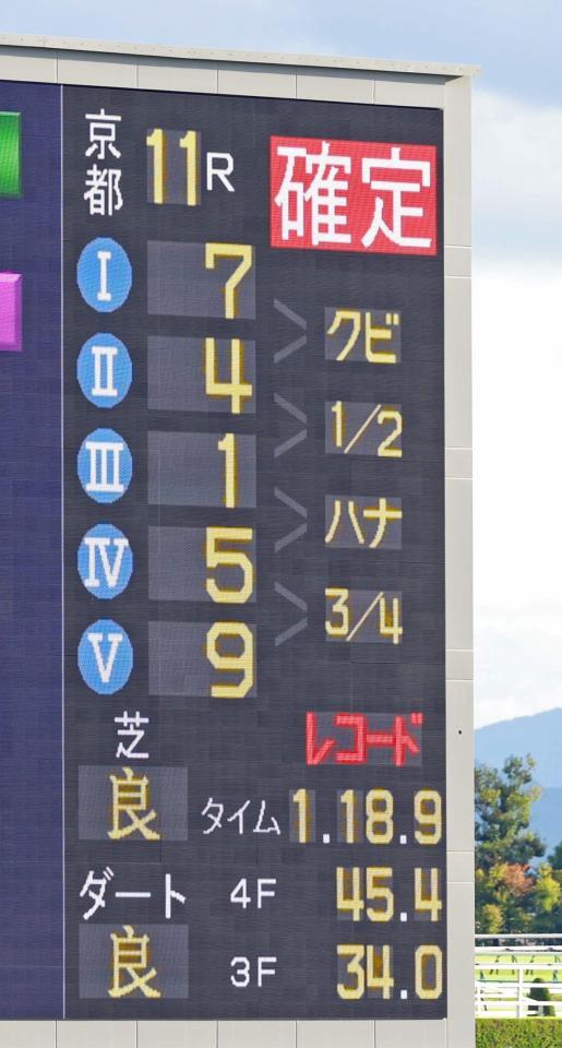 　レコードが刻まれたスワンＳ（撮影・石湯恒介）