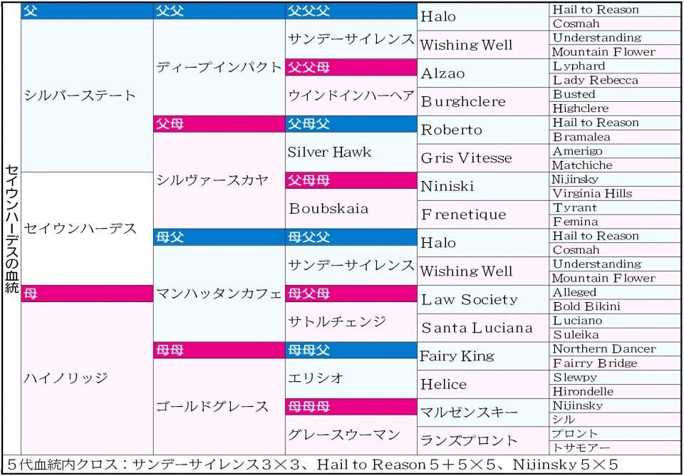 　セイウンハーデス５代血統表
