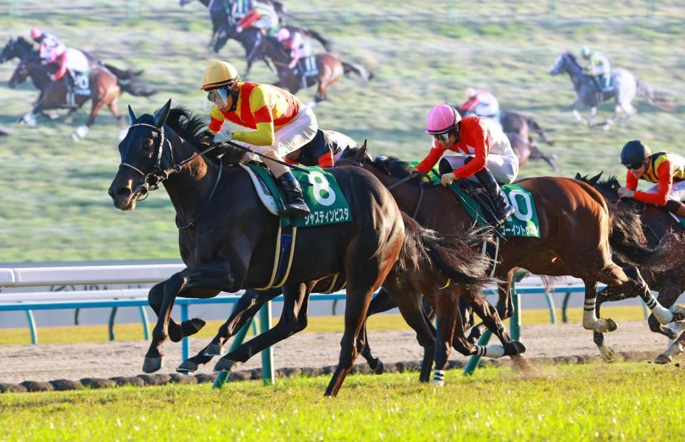 　外に出すと一気に突き抜けるジャスティンビスタ（左）＝撮影・石湯恒介