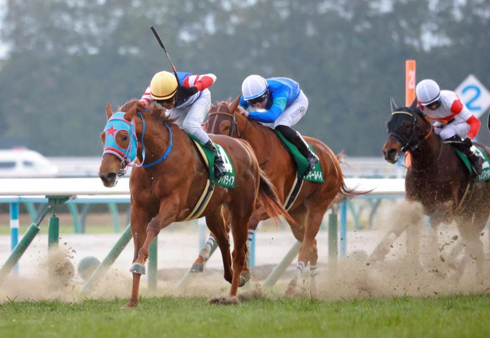 　懸命に逃げ粘るフィオライア（左）＝撮影・石湯恒介