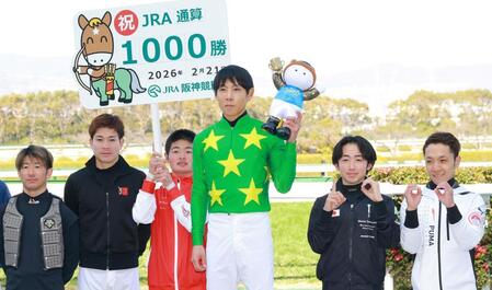 ＪＲＡ通算１０００勝を達成した北村友一（撮影・石湯恒介）